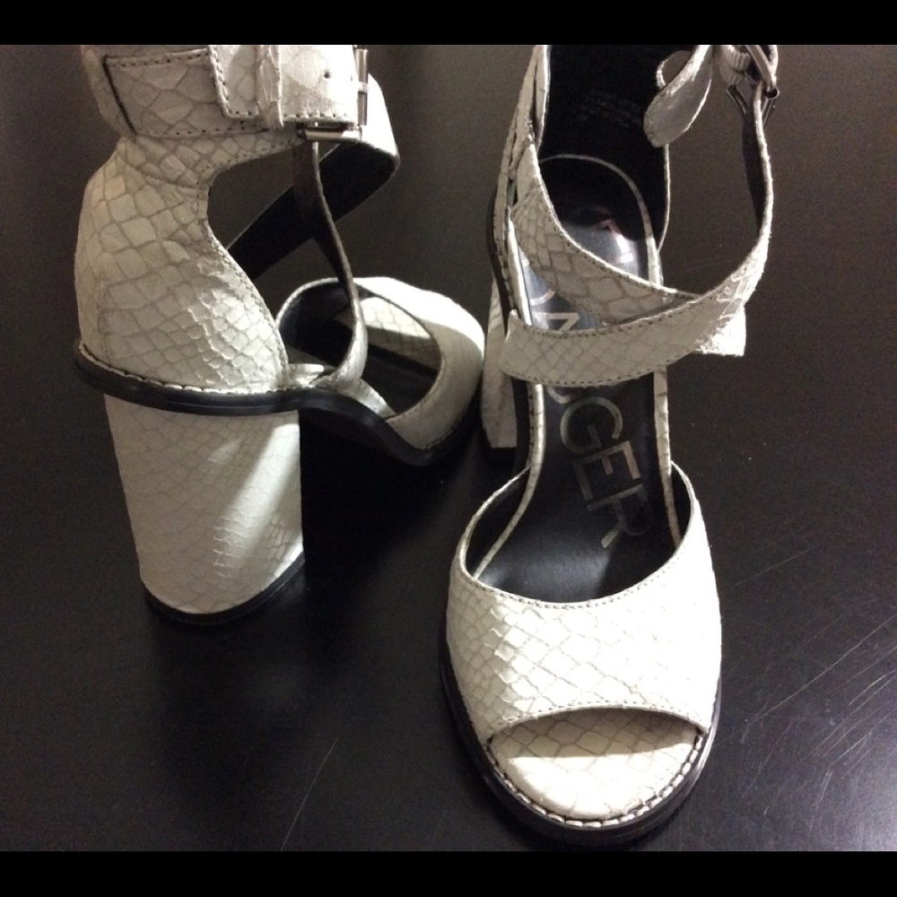 White Kelsi Dagger sandals with chunky heel